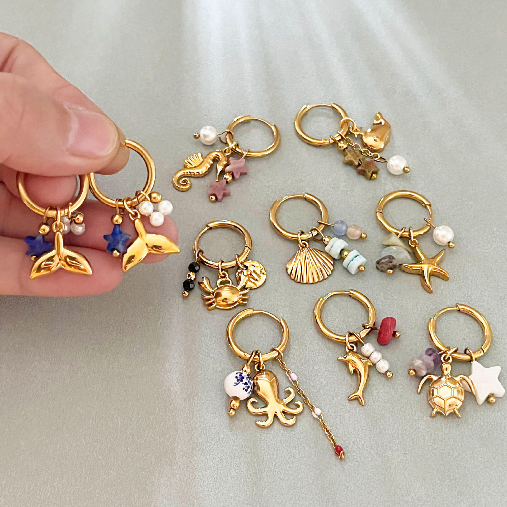 Vacation Oceanic Style Stainless Steel Waterproof Gold Color Women's Drop Earrings Picture3