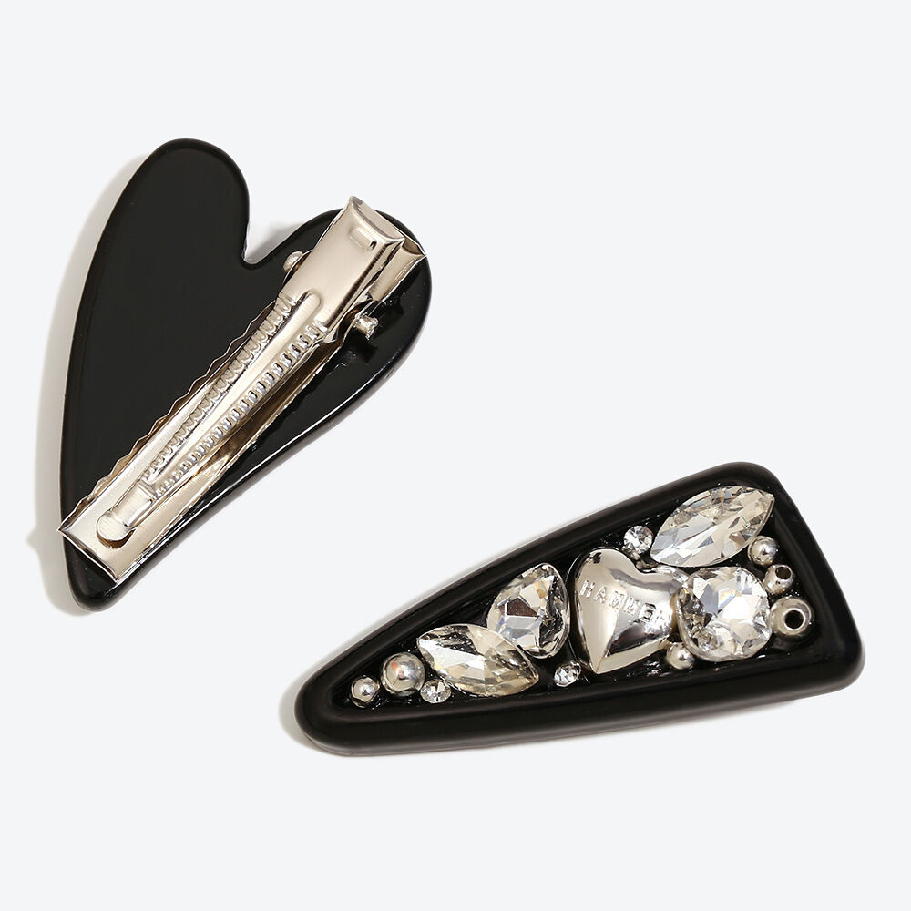 Luxurious Series Simple Heart Acrylic Rhinestone Hair Clips h5 Picture3