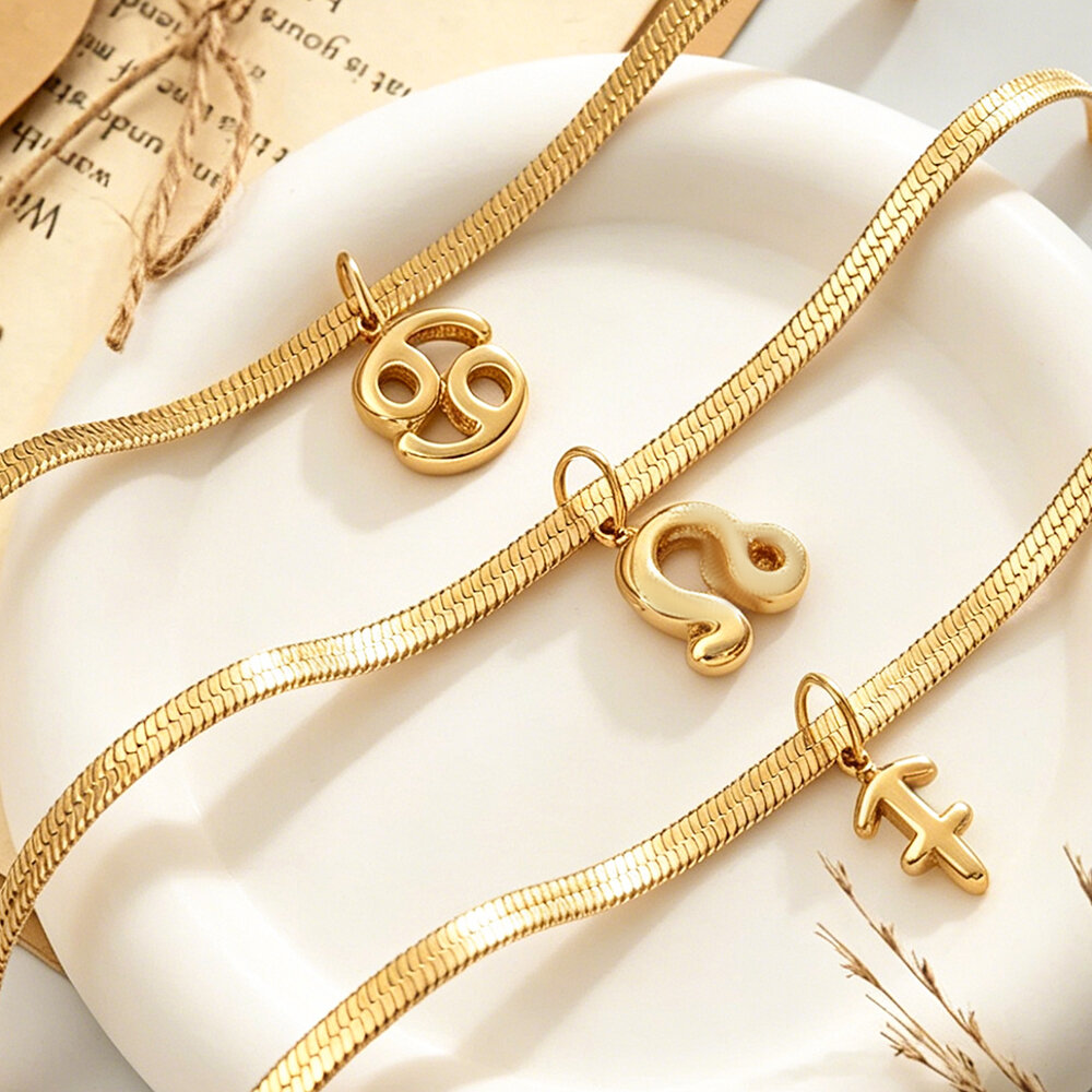 Simple Series Daily Constellation Stainless Steel Waterproof   Gold Color  Women's Charm Bracelets Picture3