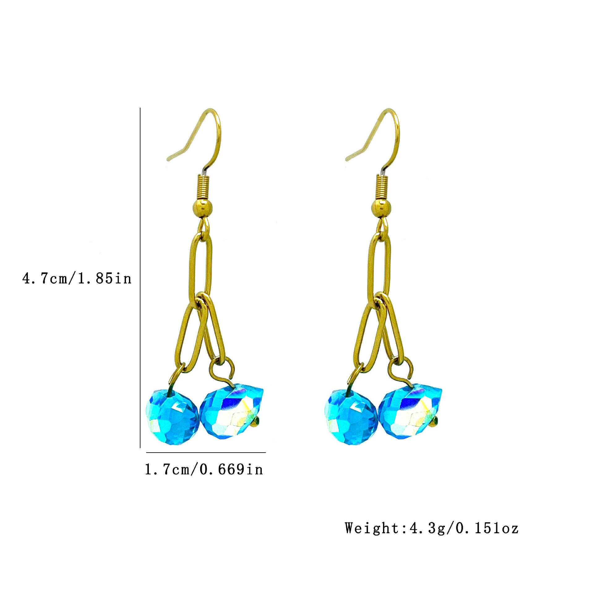 Boucles d'oreilles pendantes simples en cristal doré pour femmes h5 Image4