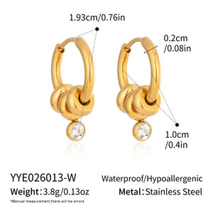 Boucles d'oreilles pendantes pour femmes, en acier inoxydable, étanches, couleur or, avec zircon. h5