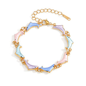 Vacation Oceanic Style Enamel Fish Stainless Steel Waterproof Women's Chain Bracelets h5 Picture5