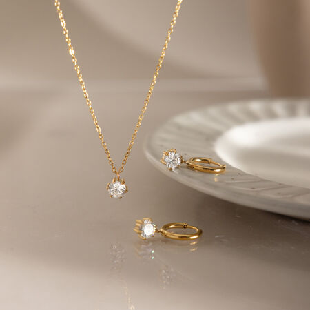 Stainless Steel Waterproof Gold Color Zircon Women's Necklaces Sets