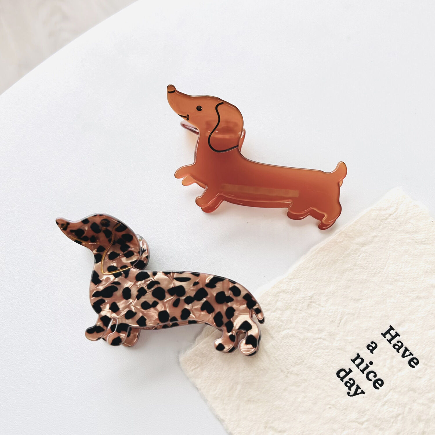 Simple Series Cute Animal Dachshund Leopard Print Cartoon Acetate Hair Claws