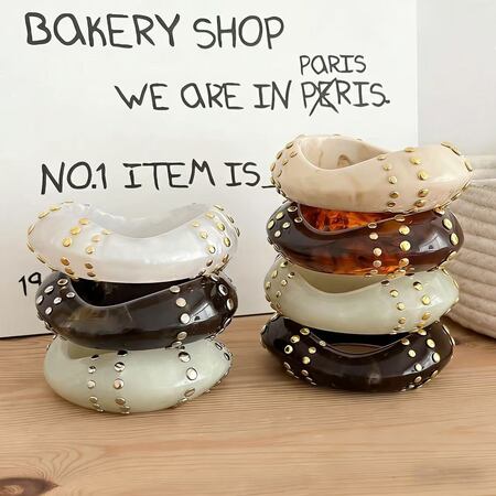 Simple Series Punk Irregular Shape Gradient Color Resin Women's Bangles