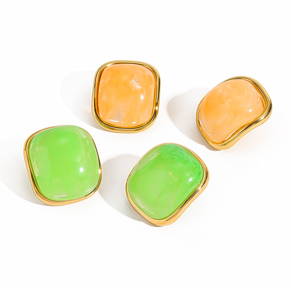 Simple Series Resin Stainless Steel Waterproof Women's Stud Earrings Picture4