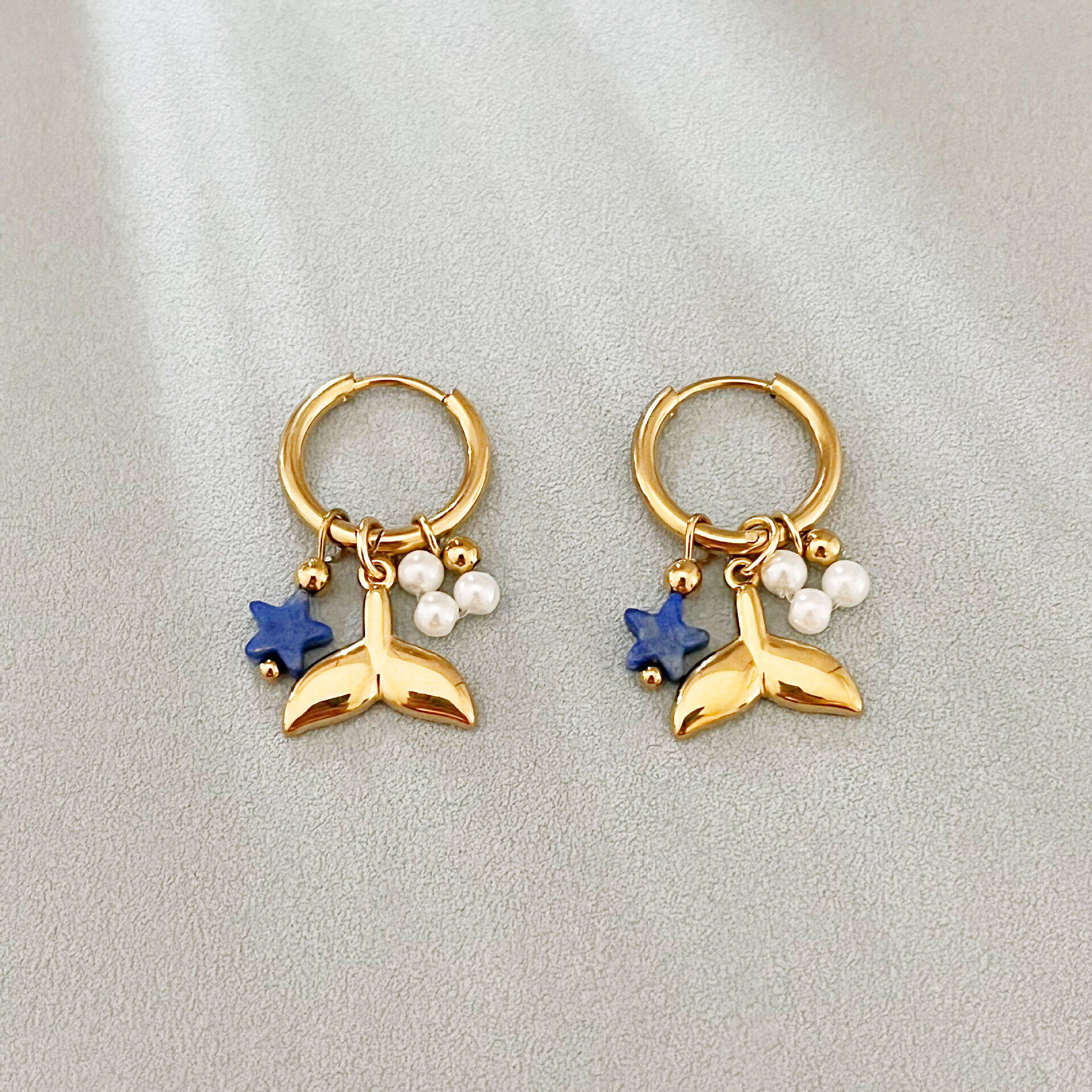 Vacation Oceanic Style Stainless Steel Waterproof Gold Color Women's Drop Earrings 