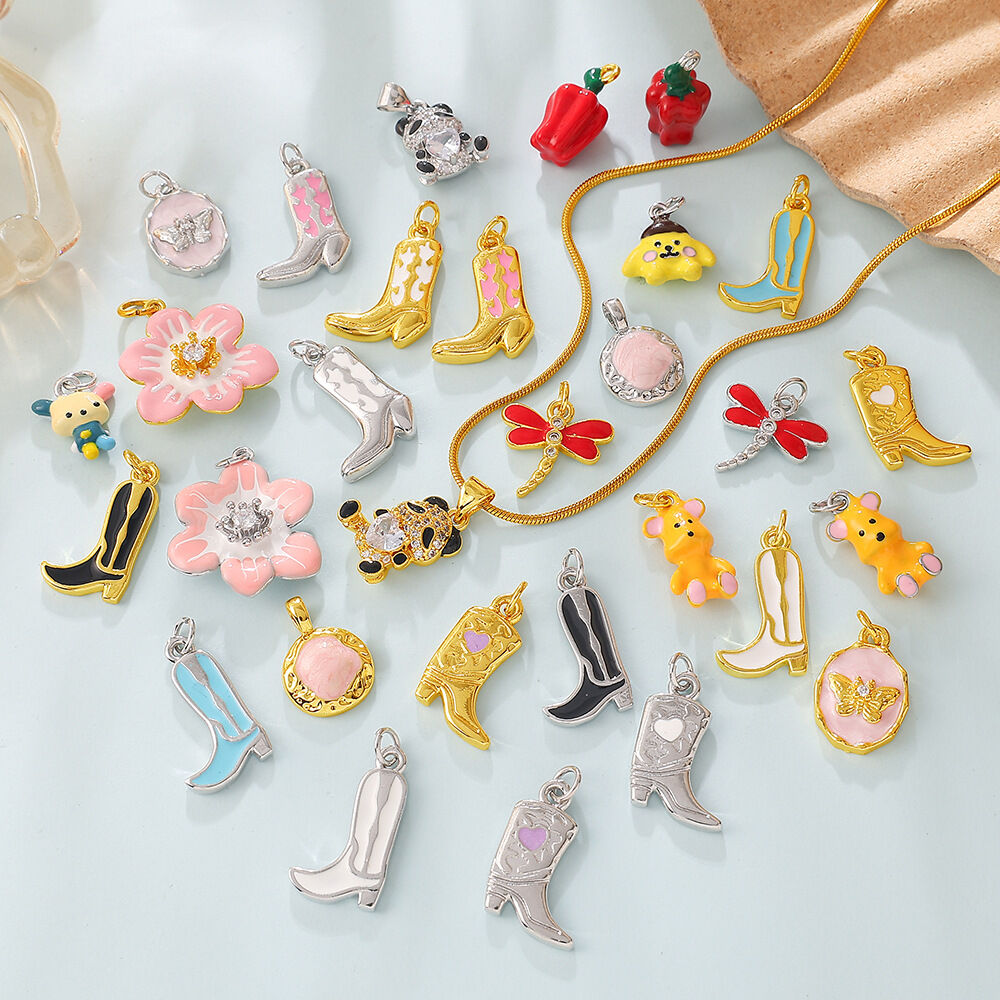 Simple Series DIY Flower Irregular Shape Animal Boots Copper   Gold Color  Rhinestone Women‘s Pendants