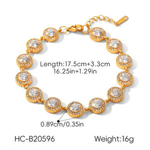 Simple Series Daily Chain Circle Stainless Steel Waterproof Gold Color Zircon Women's Chain Bracelets h5 Picture2