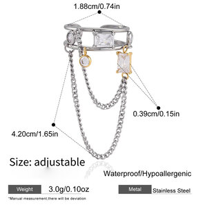 Simple Series Punk Irregular Shape Tassel Stainless Steel Waterproof Gold Color Zircon Women's Earring Sets h5