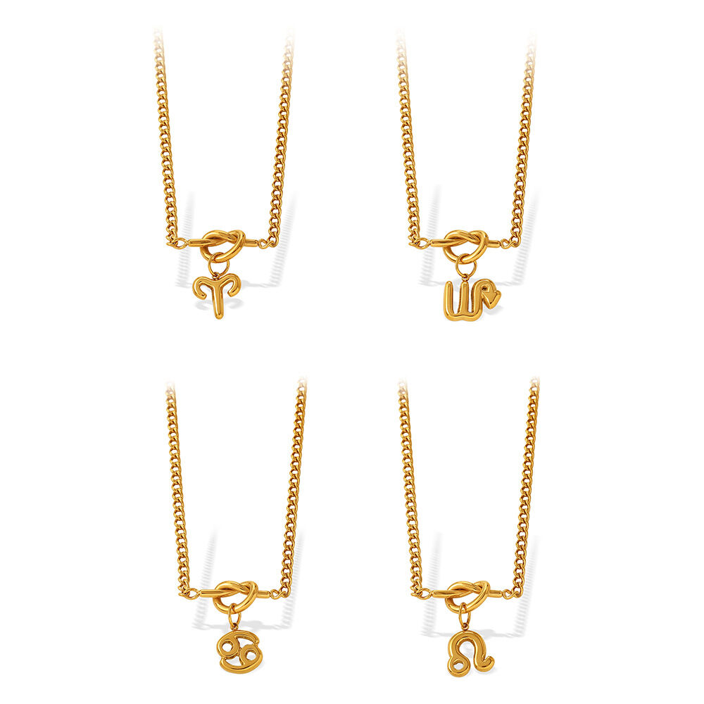 Simple Series Daily Constellation Stainless Steel Waterproof   Gold Color  Women's Pendant Necklaces h5 Picture4