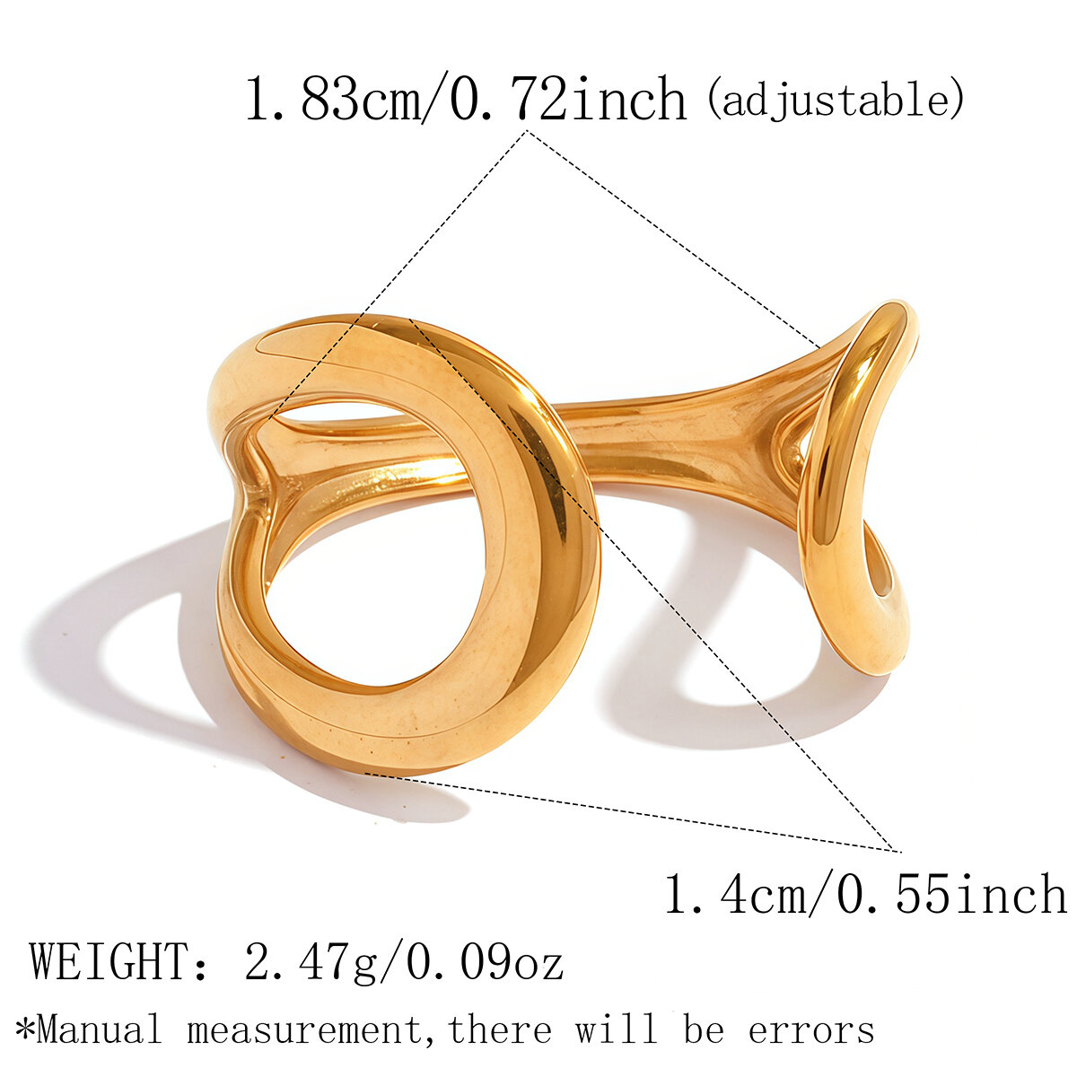 Bague tendance Simple Series Daily, forme irrégulière, en acier inoxydable, couleur or, étanche. h5 