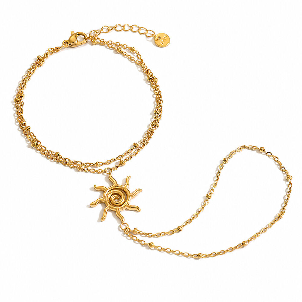 Sun Stainless Steel Waterproof Gold Color Women's Hand Chain h5Picture4