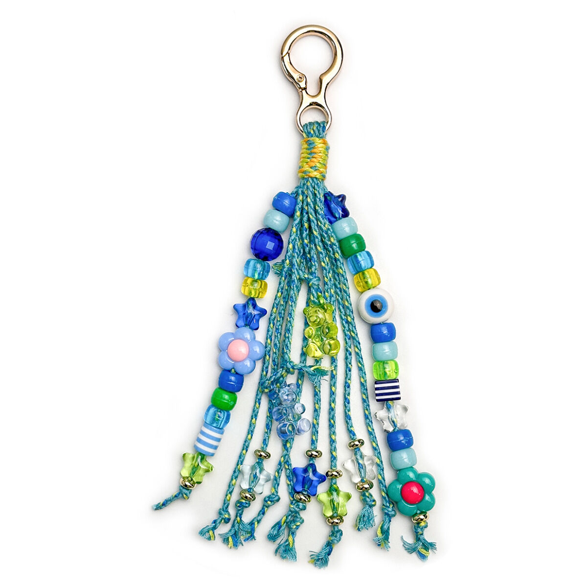Serie sencilla, estilo casual, con flores, borlas, cuentas y estrellas tejidas en plástico. 2