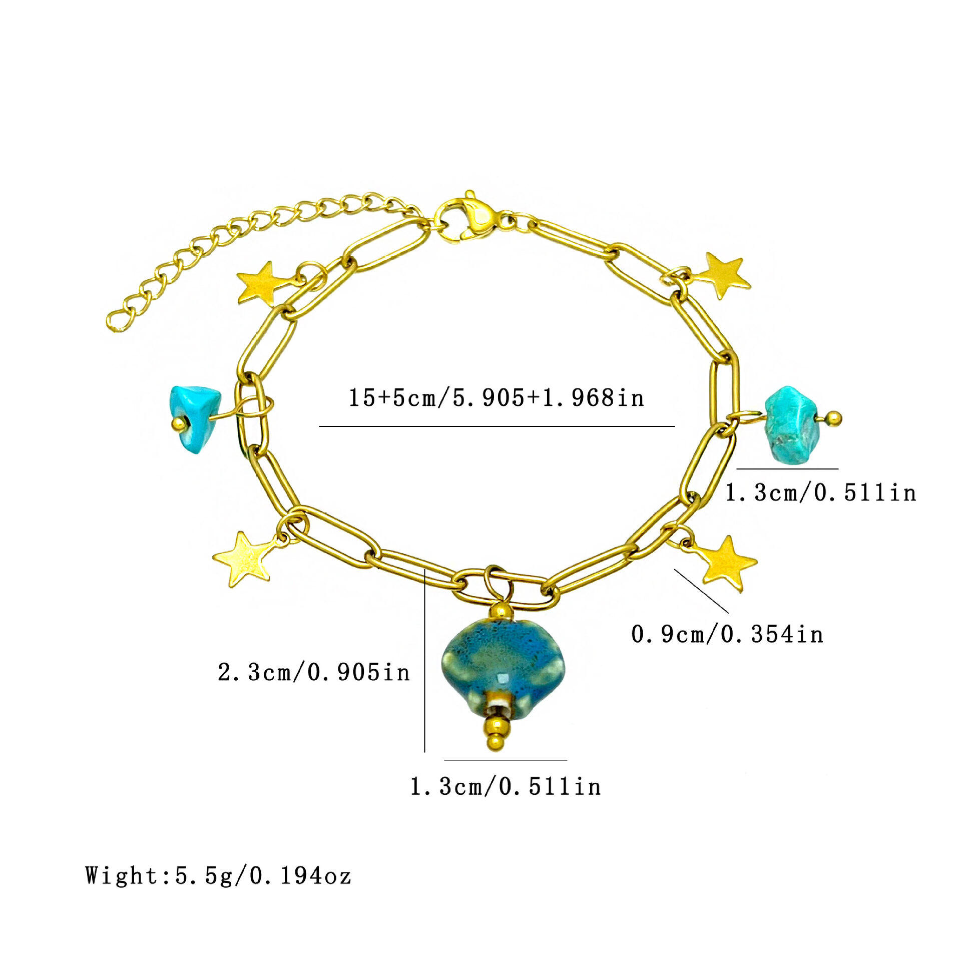 Bracelets à breloques pour femmes, motif coquillage, en acier inoxydable, étanches, couleur or Image4