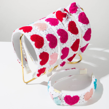 Romantic Series Sweet Heart Mixed Color Woven Fabric Hair Bands