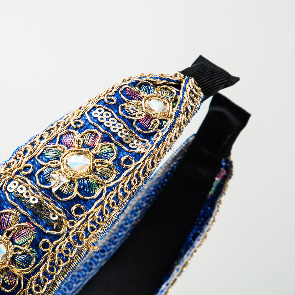 Ethnic Series Bohemian Flower Solid Color Beads Gradient Color Fabric Hair Bands Picture3