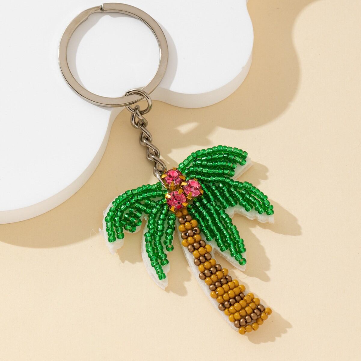 Simple Series Natural Beads Mixed Color Plant Alloy Keychain Picture3
