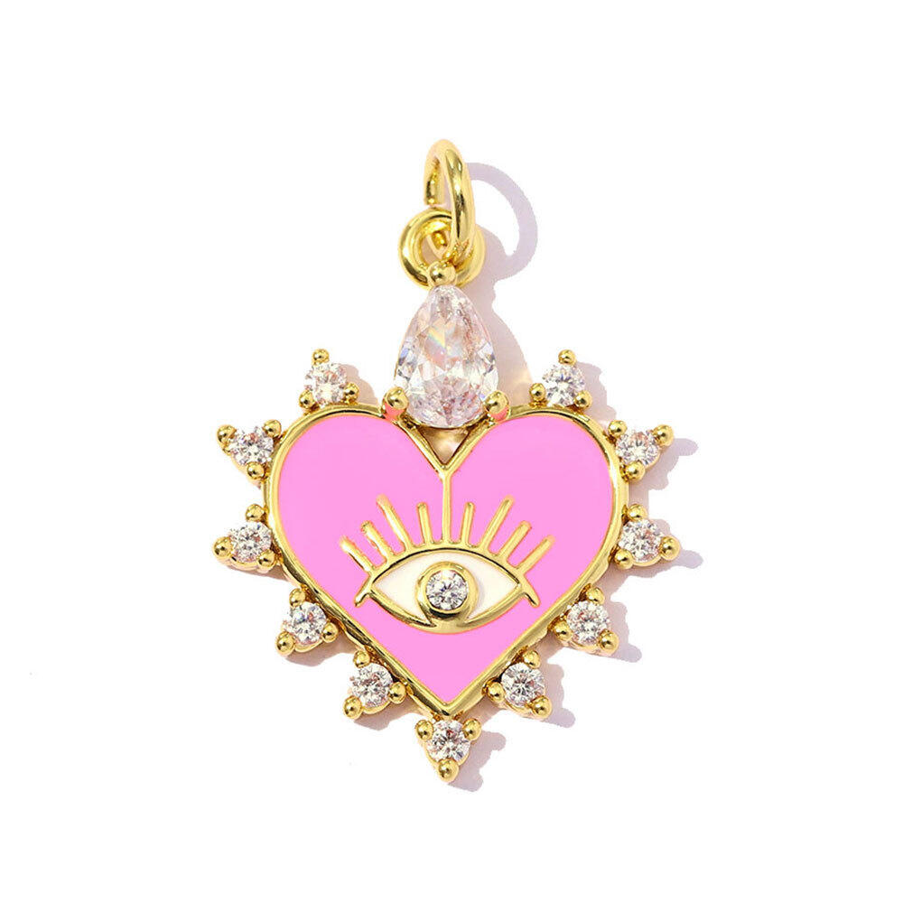 Colgantes de lujo para mujer con forma irregular de corazón, color cobre y oro, de la serie DIY. h5 Imagen3