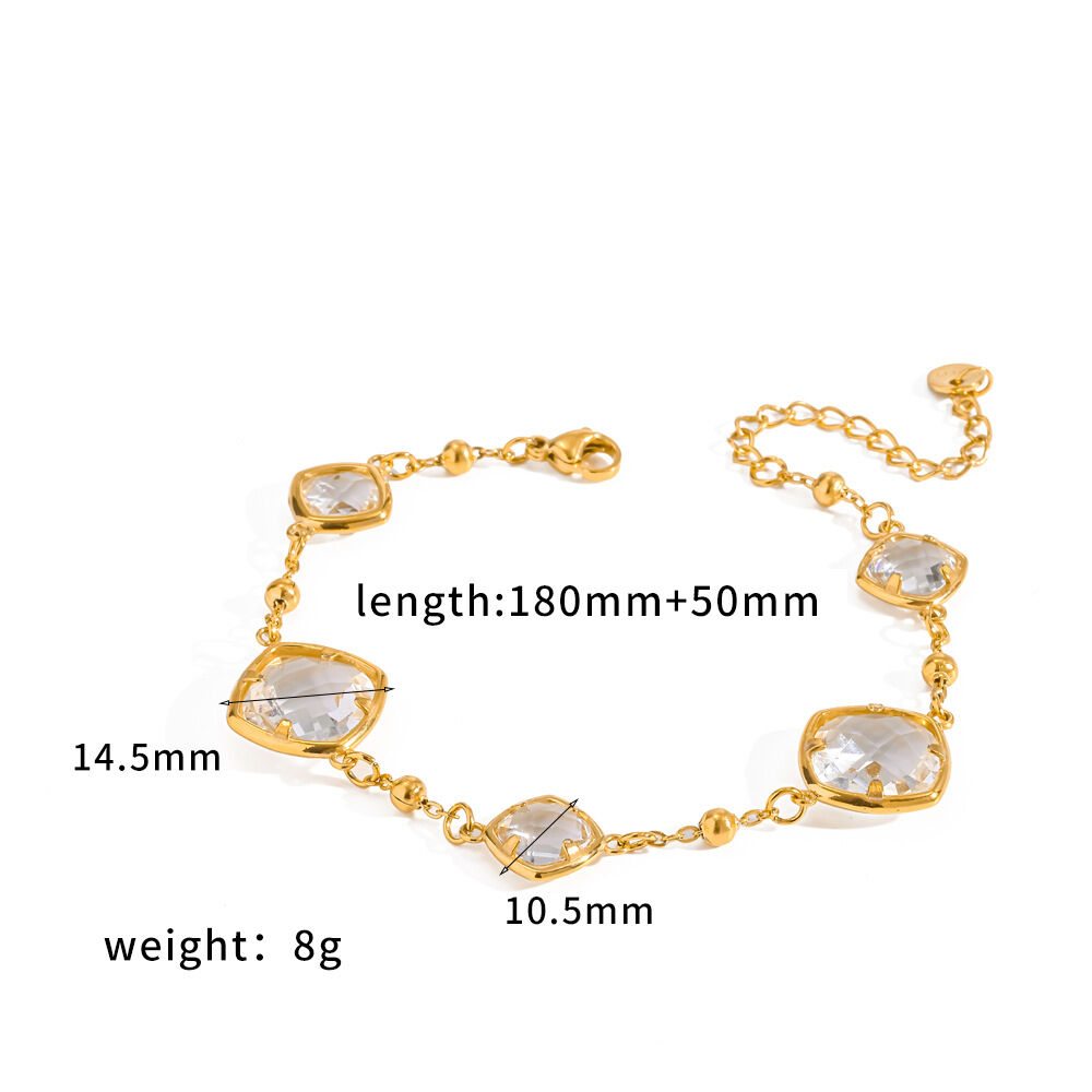 Pulseras de cadena para mujer de acero inoxidable, impermeables, color dorado y con diamantes de imitación, de la serie de lujo. h5 