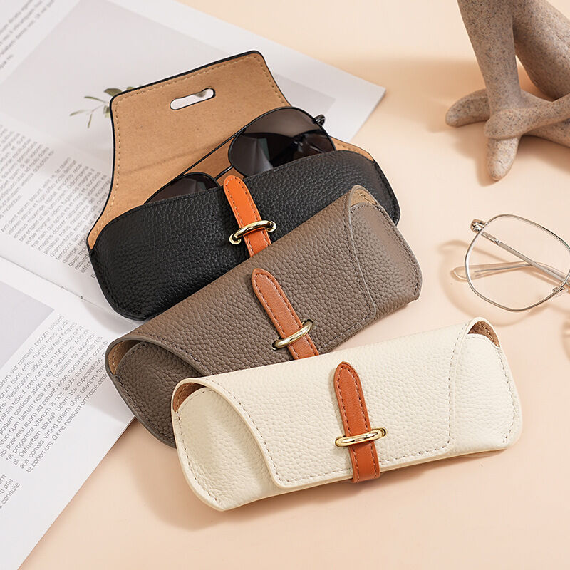 Simple Series Daily Solid Color Leather Sunglasses Storage Bag h5 Picture2