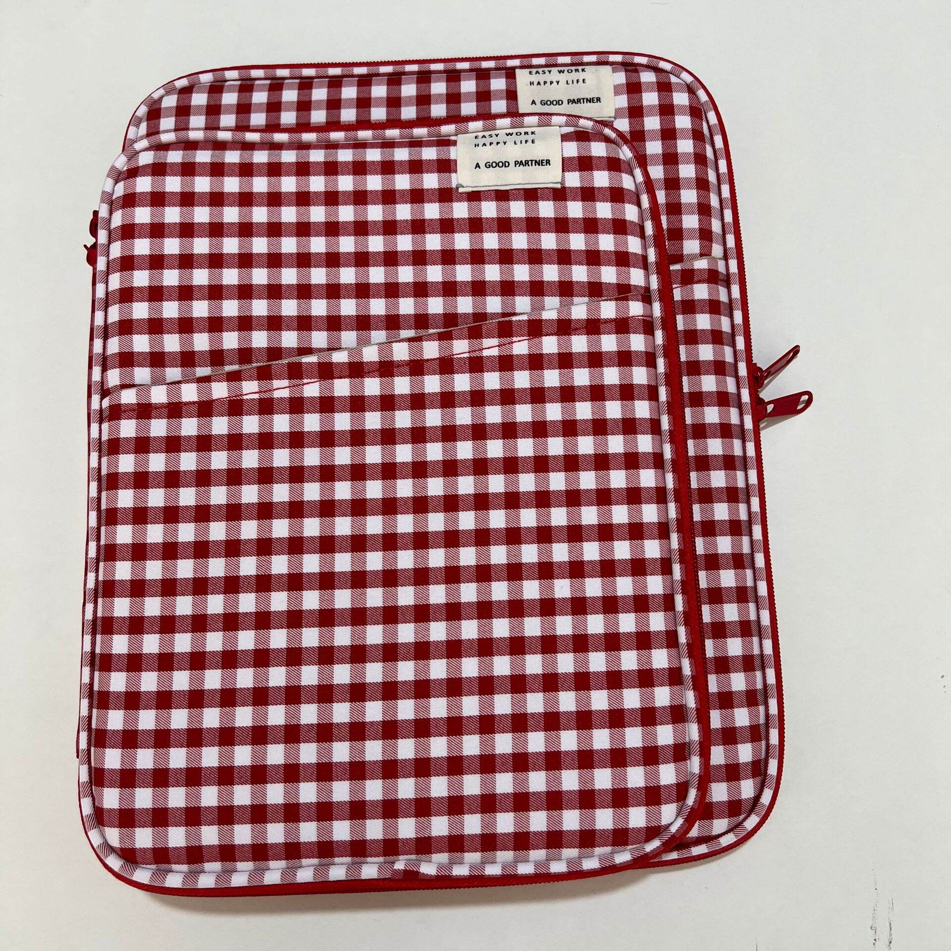 Borsa per computer da donna in tessuto a quadri stampato, stile casual h5 