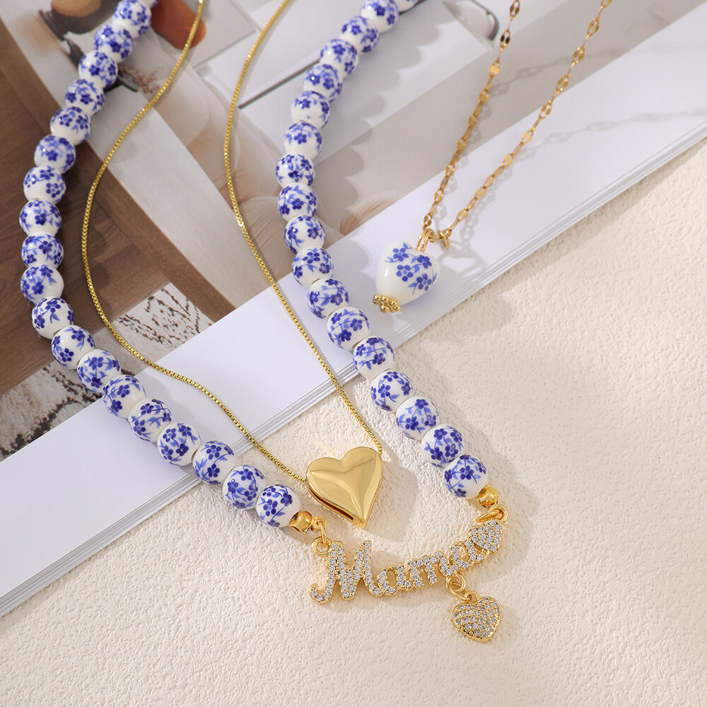 Ethnic Series Retro Heart Beads Copper Zircon Women's Beaded Necklaces Picture3