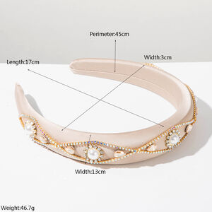 Luxurious Series Elegant Solid Color Lines Rhinestone Rhinestone Artificial Pearl Hair Bands h5 Picture3