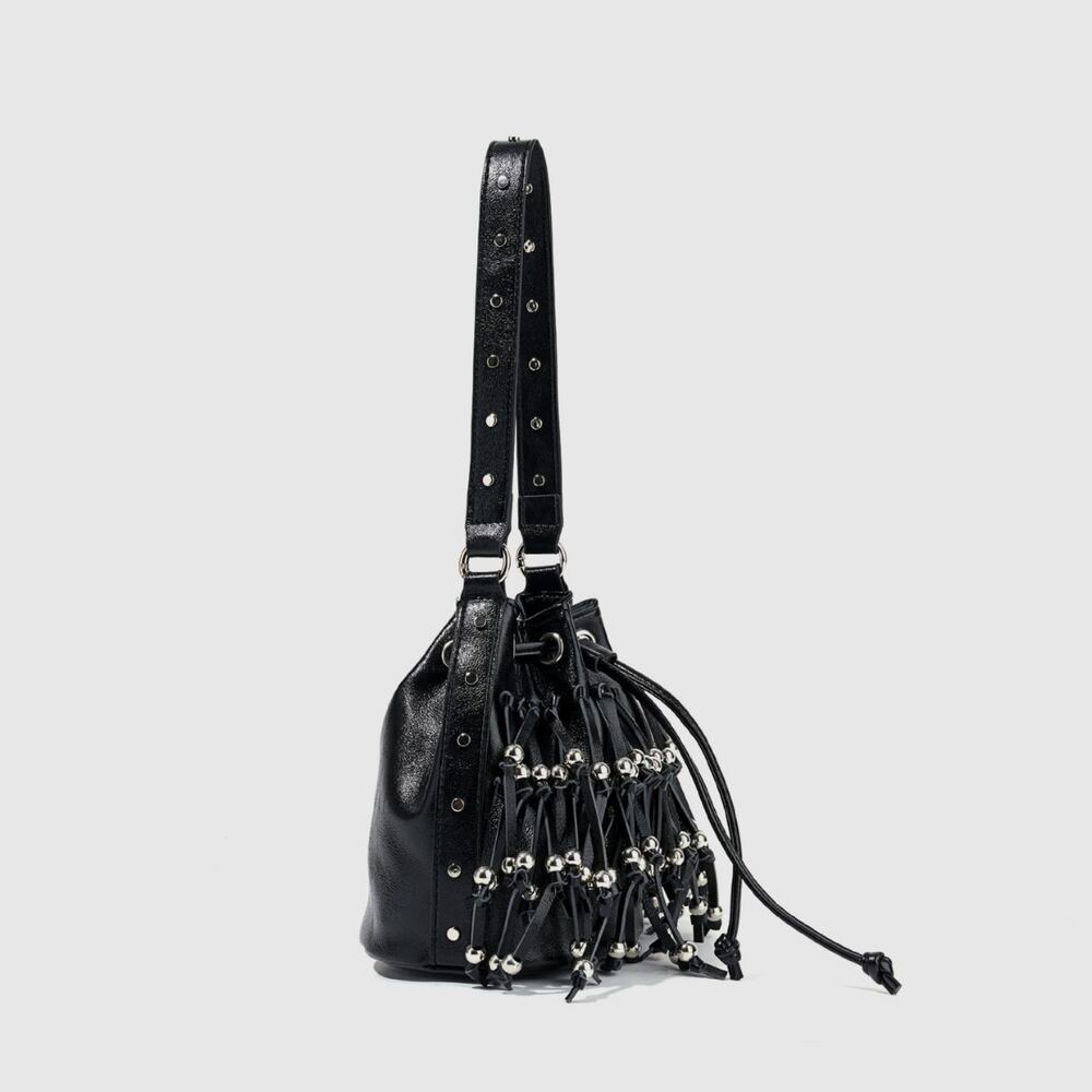 Streetwear Style Studded Tassel Rivet Pu Women's Bucket Bag Picture3
