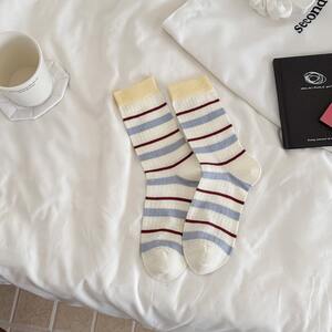 Slight Bounce Basic Stripes Color Clash Mid-Calf Socks h5