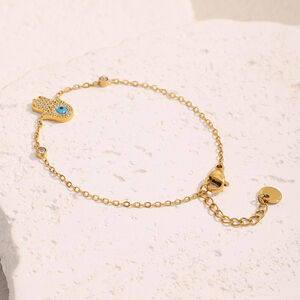 Bracelet chaîne pour femme, élégant, de forme irrégulière, en acier inoxydable, étanche, couleur or, collection Simple Series h5 Image3