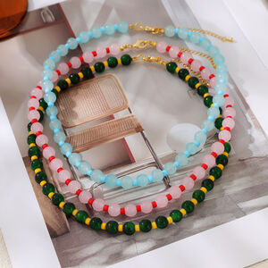 Collares de cuentas de vidrio de colores surtidos para mujer h5 Imagen2