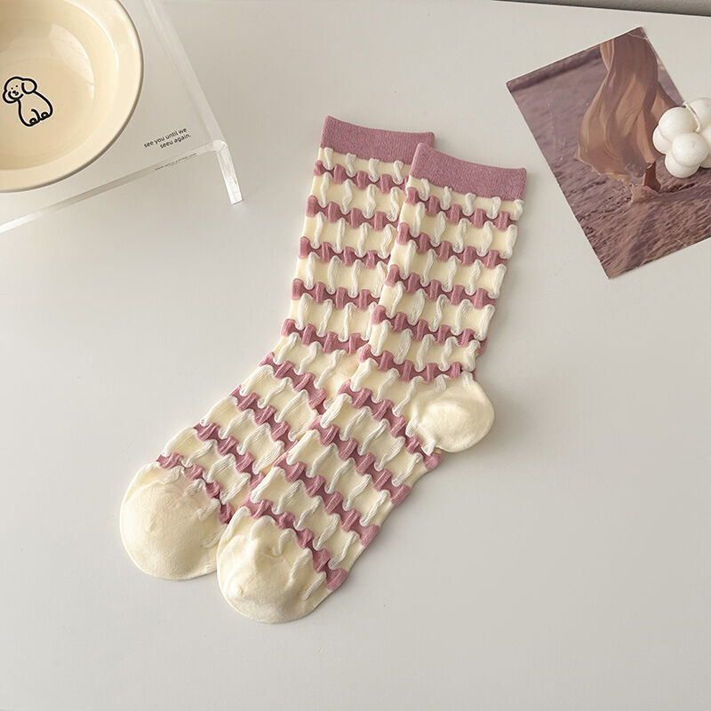 High Bounce Casual Stripes Color Block Mid-Calf Socks
