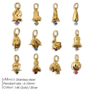 Colgantes románticos para mujer, de acero inoxidable, color dorado, con forma irregular de flor, resistentes al agua y con circonita moissanita. h5 Imagen2