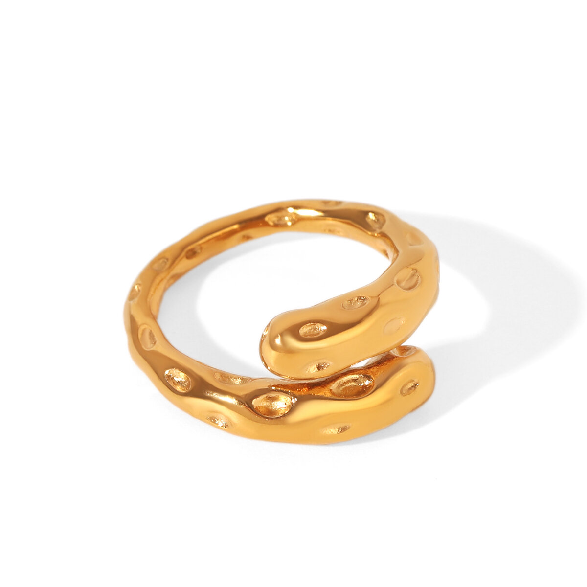 Simple Series Daily Irregular Shape Stainless Steel Waterproof   Gold Color  Statement Rings h5 