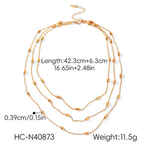 Einfache Perlenkette aus Edelstahl, wasserdicht, goldfarben, für Damen, mehrlagig tragbar h5 Bild2