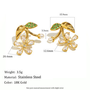 Luxurious Series Sweet Cherry Stainless Steel Waterproof Gold Color Zircon Women's Stud Earrings h5