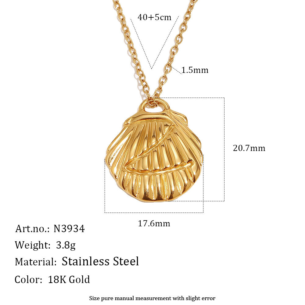 Simple Shell Stainless Steel Waterproof Gold Color Women's Pendant Necklaces h5 