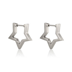 Simple Series Classic Heart Star Stainless Steel Waterproof Gold Color Women's Hoop Earrings h5 Picture5
