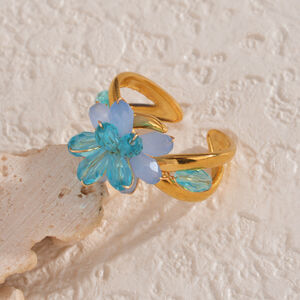 Romantische Serie: Statement-Ringe mit süßen Blumen und Kristallen h5 Bild2