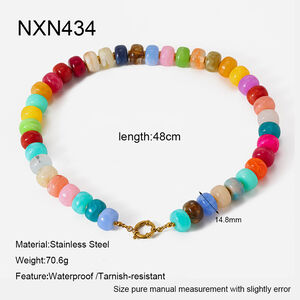 Simple Series Bohemian Beads Geometric Shape Acrylic Gold Color Women's Beaded Necklaces h5