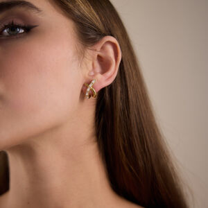 Luxurious Series Elegant Bow Knot Stainless Steel Waterproof Gold Color Zircon Women's Stud Earrings h5 Picture3