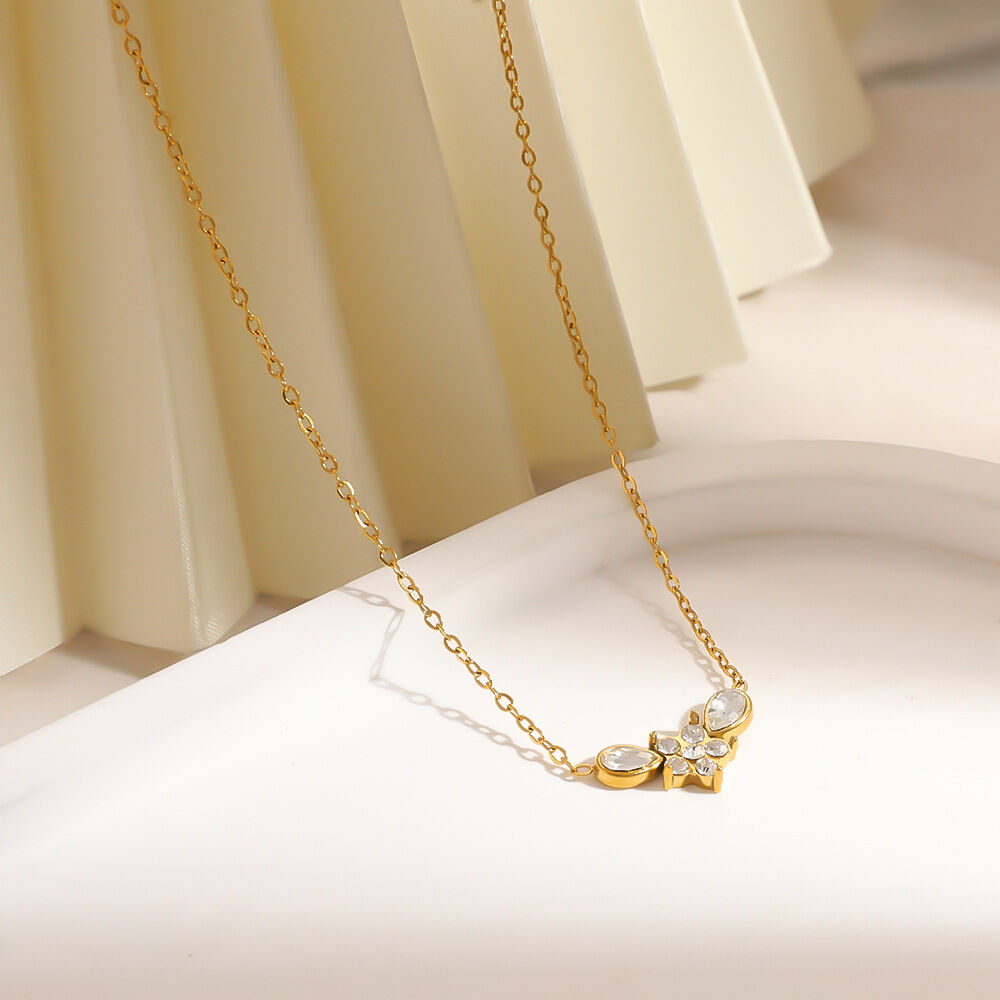 Eenvoudige, dagelijkse, onregelmatig gevormde ketting van roestvrij staal, waterdicht, goudkleurig, damesketting h5 Afbeelding3