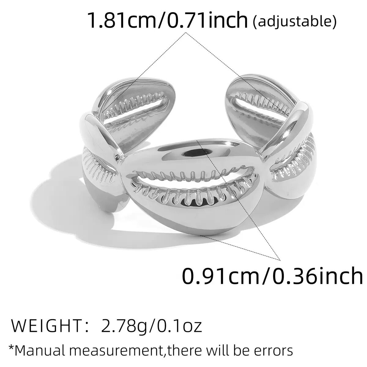 Simple Series Daily Dolphin  Seashell Stainless Steel Waterproof  Women's Statement Ring 