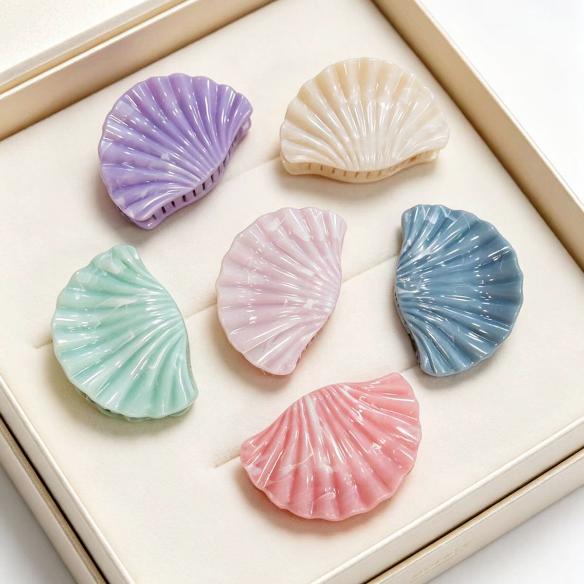 Simple Series Dagelijkse Effen Kleur Oceaanstijl Schelp Kleurverloop Acryl Haarclips