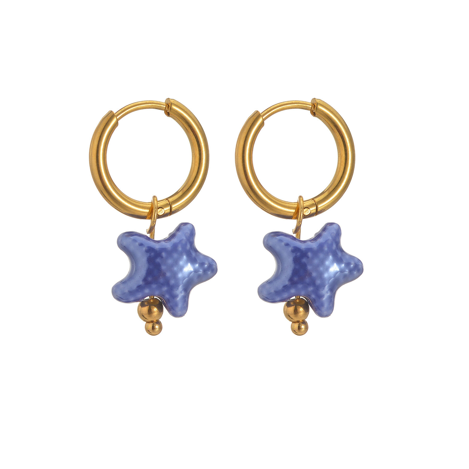 Oceanic Style Keramik-Seestern-Ohrhänger aus wasserdichtem Edelstahl für Damen 