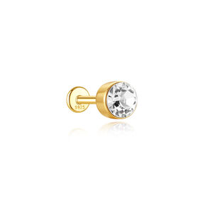 Pendientes de plata de ley 925 para mujer, elegantes, de forma irregular, color oro y circonita, de la serie Simple. h5 Imagen5