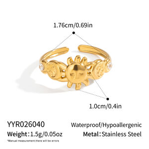 Anelli Daily Sun in acciaio inossidabile impermeabile color oro. h5
