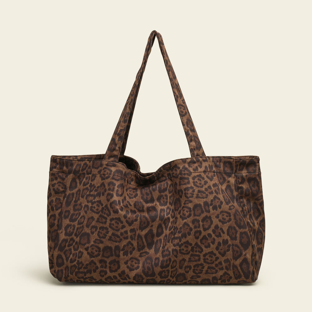 Casual Style None Leopard Print Canvas Women's Tote Bags