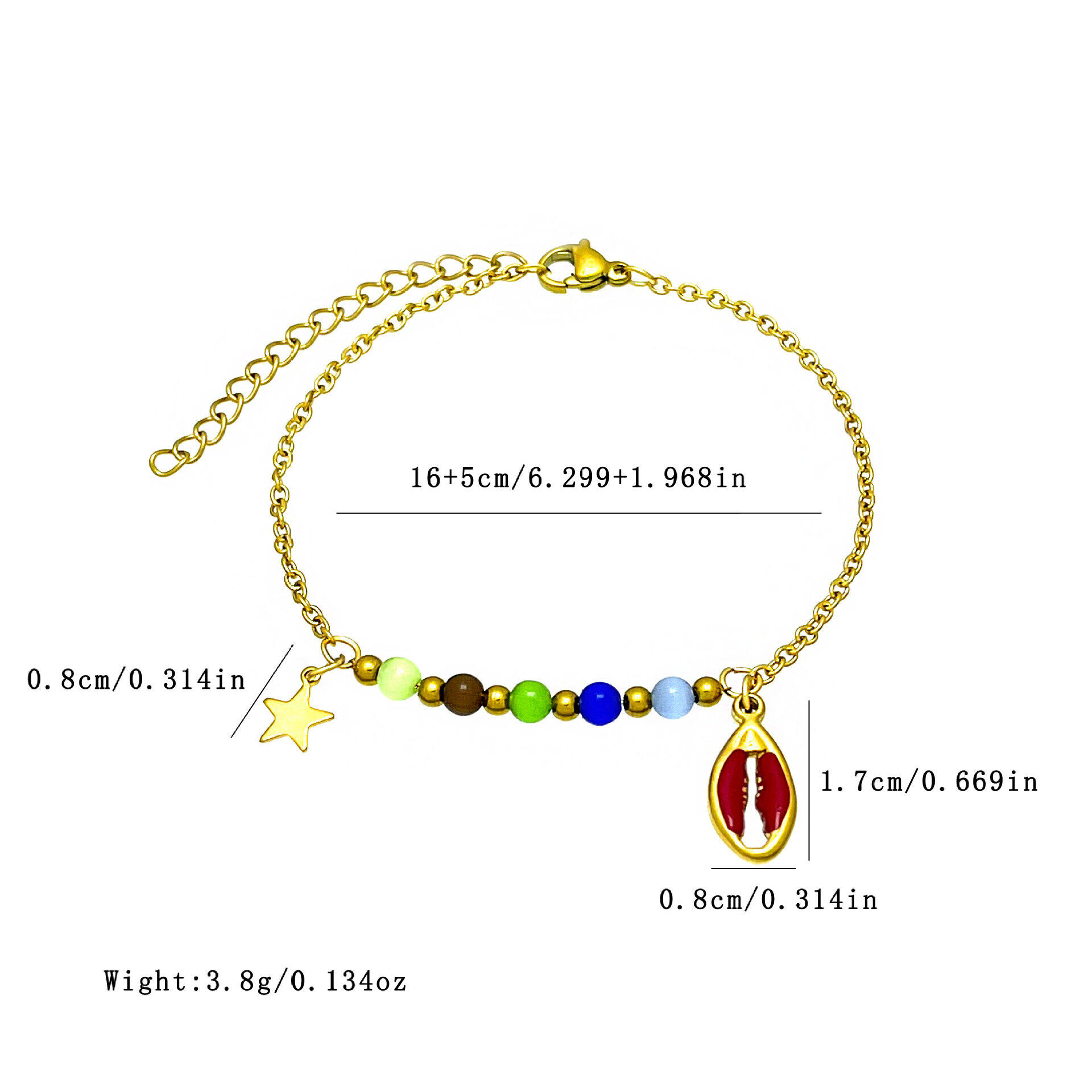 Bracelets à breloques pour femmes, en acier inoxydable, couleur or, avec coquillage émaillé, étanches. Image4